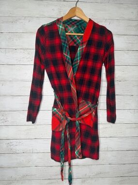 Aerie Red Plaid Belted Robe Size XS/S